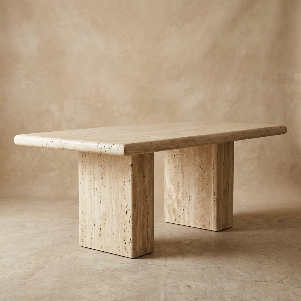 Corinne Travertine Dining Table